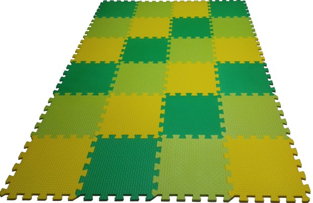 Коврик пазл конструктор, 33см * 0.9см, мягкий пол, салатовый, зелёный, жёлтый